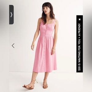 Madewell Pink Fleur Bow-Back Dress